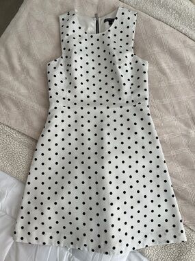 Express White Mini Dress with Black Polka Dots Size 0